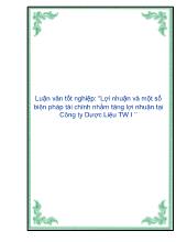 Luận văn Lợi nhuận và một số biện pháp tài chính nhằm tăng lợi nhuận tại Công ty Dược Liệu Trung Ương I ’