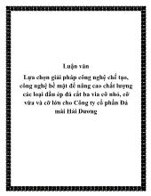 Luận văn Lựa chọn giải pháp công nghệ chế tạo, công nghệ bề mặt để nâng cao chất lượng các loại đầu ép đá cắt ba via cỡ nhỏ, cỡ vừa và cỡ lớn cho Công ty cổ phần Đá mài Hải Dương