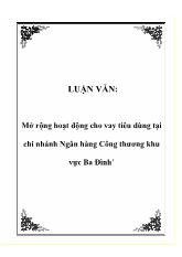 Luận văn Mở rộng hoạt động cho vay tiêu dùng tại chi nhánh Ngân hàng Công thương khu vực Ba Đình