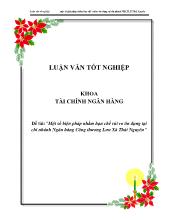 Luận văn Một số biện pháp nhằm hạn chế rủi ro tín dụng tại chi nhánh Ngân hàng Công thương Lưu Xá Thái Nguyên
