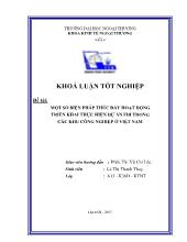 Luận văn Một số biện pháp thúc đẩy hoạt động triển khai thực hiện dự án FDI trong các khu công nghiệp ở Việt Nam