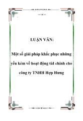 Luận văn Một số giải pháp khắc phục những yếu kém về hoạt động tàI chính cho công ty TNHH Hợp Hưng