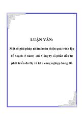 Luận văn Một số giải pháp nhằm hoàn thiện quá trình lập kế hoạch (5 năm) của Công ty cổ phần đầu tư phát triển đô thị và khu công nghiệp Sông Đà