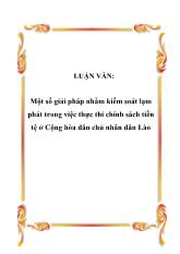 Luận văn Một số giải pháp nhằm kiểm soát lạm phát trong việc thực thi chính sách tiền tệ ở Cộng hòa dân chủ nhân dân Lào