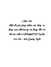 Luận văn Một số giải pháp nhằm mở rộng và nâng cao chất lượng tín dụng đối với hộ sản xuất ở Ngân hàng nông nghiệp & Phát triển nông thôn huyện Sơn Hà – tỉnh Quảng Ngãi