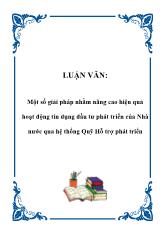 Luận văn Một số giải pháp nhằm nâng cao hiệu quả hoạt động tín dụng đầu tư phát triển của Nhà nước qua hệ thống Quỹ Hỗ trợ phát triển