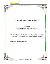 Luận văn Một số vấn đề về kế toán cho vay hộ sản xuất tại Ngân hàng nông nghiệp & Phát triển nông thôn huyện Ninh Giang tỉnh Hải Dương