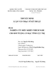 Luận văn Nghiên cứu điều khiển thích nghi cho đối tượng có đặc tính cực trị