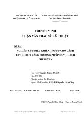 Luận văn Nghiên cứu điều khiển tối ưu cho cánh tay robot bằng phương pháp quy hoạch phi tuyến