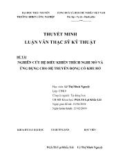 Luận văn Nghiên cứu hệ điều khiển thích nghi mờ và ứng dụng cho hệ truyền động có khe hở