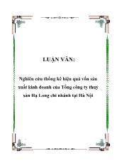 Luận văn Nghiên cứu thống kê hiệu quả vốn sản xuất kinh doanh của Tổng công ty thuỷ sản Hạ Long chi nhánh tại Hà Nội