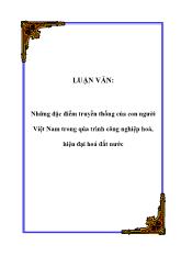 Luận văn Những đặc điểm truyền thống của con người Việt Nam trong qúa trình công nghiệp hoá, hiện đại hoá đất nước