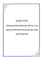 Luận văn Những giải pháp nhằm hạn chế rủi ro tín dụng tại Ngân hàng nông nghiệp & Phát triển nông thôn huyện Như Xuân tỉnh Thanh Hoá