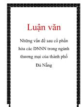 Luận văn Những vấn đề sau cổ phần hóa các Doanh nghiệp Nhà nước trong ngành thương mại của thành phố Đà Nẵng