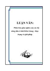 Luận văn Phân hóa giàu nghèo của các hộ nông dân ở tỉnh Kiên Giang - Thực trạng và giải pháp