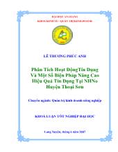 Luận văn Phân tích hoạt động tín dụng và một số biện pháp nâng cao hiệu quả tín dụng tại Ngân hàng nông nghiệp huyện Thoại Sơn