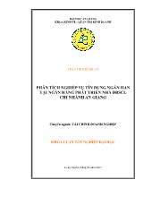 Luận văn Phân tích nghiệp vụ tín dụng ngắn hạn của ngân hàng phát triển nhà Đồng bằng Sông Cửu Long chi nhánh An Giang