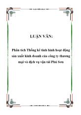 Luận văn Phân tích Thống kê tình hình hoạt động sản xuất kinh doanh của công ty thương mại và dịch vụ vận tải Phú Sơn
