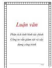 Luận văn Phân tích tình hình tài chính Công tư vấn giám sát và xây dựng công trình