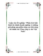 Luận văn Phân tích tình hình tài chính doanh nghiệp và những giải pháp góp phần nâng cao khả năng tài chính của Tổng công ty chè Việt Nam