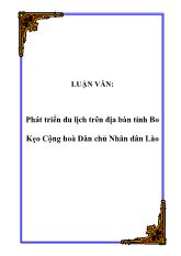 Luận văn Phát triển du lịch trên địa bàn tỉnh Bo Kẹo Cộng hoà Dân chủ Nhân dân Lào