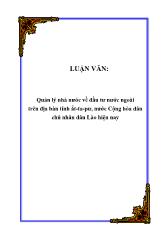 Luận văn Quản lý nhà nước về đầu tư nước ngoài trên địa bàn tỉnh ắt-Ta-pư, nước Cộng hòa dân chủ nhân dân Lào hiện nay