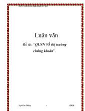 Luận văn Quản lý nhà nước về thị trường chứng khoán Việt Nam