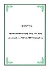 Luận văn Quản lý rủi ro tín dụng trong hoạt động kinh doanh của Ngân hàng nông nghiệp & Phát triển nông thôn Quảng Nam