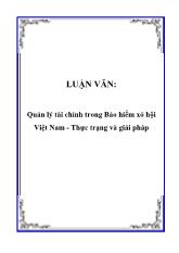 Luận văn Quản lý tài chính trong Bảo hiểm xã hội Việt Nam - Thực trạng và giải pháp
