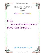 Luận văn Quản lý và hiệu quả sử dụng vốn lưu động