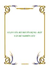 Luận văn Rủi ro tín dụng - Đặt vấn đề nghiên cứu