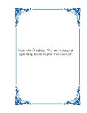 Luận văn Rủi ro tín dụng tại ngân hàng đầu tư và phát triển Lào Cai