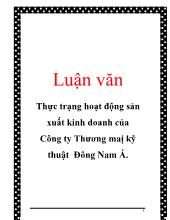 Luận văn Thực trạng hoạt động sản xuất kinh doanh của Công ty Thương maị kỹ thuật Đông Nam Á