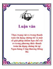 Luận văn Thực trạng rủi ro trong thanh toán tín dụng chứng từ và một số giải pháp nhằm hạn chế rủi ro trong phương thức thanh toán tín dụng chứng từ tại Ngan hàng Công thương Đống Đa
