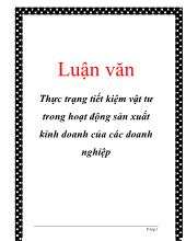 Luận văn Thực trạng tiết kiệm vật tư trong hoạt động sản xuất kinh doanh của các doanh nghiệp