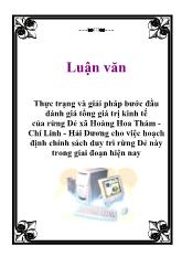 Luận văn Thực trạng và giải pháp bước đầu đánh giá tổng giá trị kinh tế của rừng Dẻ xã Hoàng Hoa Thám Chí Linh - Hải Dương
