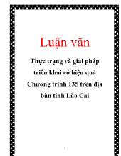 Luận văn Thực trạng và giải pháp triển khai có hiệu quả Chương trình 135 trên địa bàn tỉnh Lào Cai