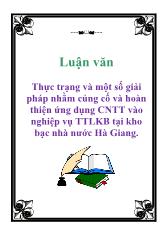 Luận văn Thực trạng và một số giải pháp nhằm củng cố và hoàn thiện ứng dụng Công nghệ thông tin vào nghiệp vụ thanh toán liên kho bạc tại kho bạc nhà nước Hà Giang