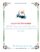 Luận văn Thực trạng và một số giải pháp nhằm thực hiện tốt hoạt động của Bảo hiểm xã hội thành phố Vinh