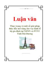 Luận văn Thực trạng và một số giải pháp thúc đẩy mở rộng cho vay kinh tế hộ gia đình tại Ngân hàng nông nghiệp và phát triển Tỉnh Hải Dương