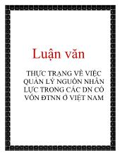 Luận văn Thực trạng về việc quản lý nguồn nhân lực trong các doanh nghiệp có vốn đầu tư nước ngoài ở Việt Nam