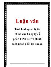 Luận văn Tình hình quản lý tài chính của Công ty cổ phần FINTEC và chinh sách phân phối lợi nhuận
