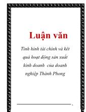 Luận văn Tình hình tài chính và kêt quả hoạt động sản xuất kinh doanh của doanh nghiệp Thành Phong