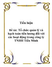 Luận văn Tổ chức quản lý và hạch toán tiền lương đối với các hoạt động trong công ty TNHH Tiến Minh