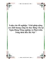 Luận văn Tốt nghiệp- Giải pháp nâng cao chất lượng công tác huy động vốn tại Ngân Hàng Nông nghiệp và Phát triển Nông thôn Bắc Hà Nội