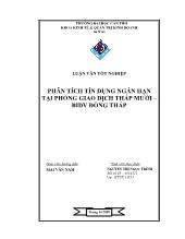 Luận văn Tốt nghiệp phân tích tín dụng ngắn hạn tại phòng giao dịch Tháp Mười – BIDV Đồng Tháp