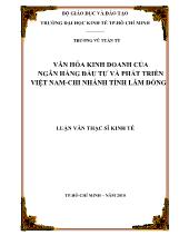 Luận văn Văn hóa kinh doanh của ngân hàng đầu tư và phát triển Việt Nam-Chi nhánh tỉnh Lâm Đồng
