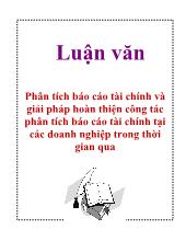 Phân tích Báo cáo tài chính và giải pháp hoàn thiện công tác phân tích Báo cáo tài chính tại các doanh nghiệp trong thời gian qua