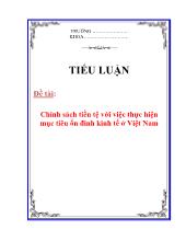 Tiểu luận Chính sách tiền tệ với việc thực hiện mục tiêu ổn đinh kinh tế ở Việt Nam
