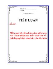 Tiểu luận Mối quan hệ giữa chức năng kiển toán với trách nhiệm của kiển toán viên về chất lượng kiểm toán tài chính